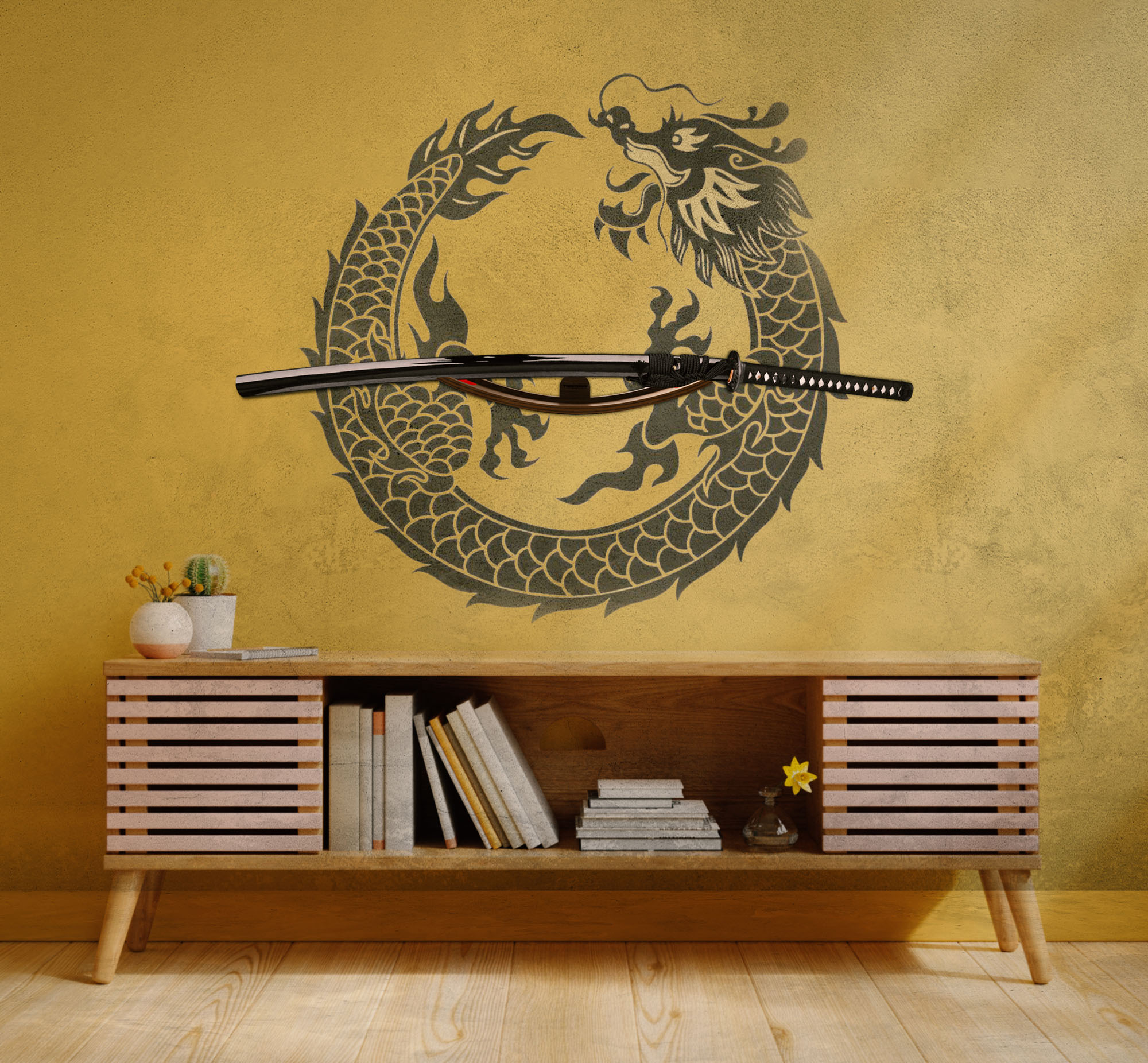 Design wall mount for a sword - brown