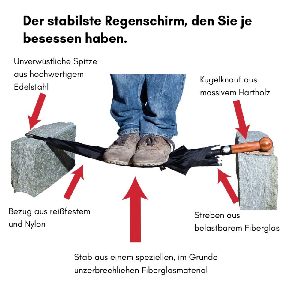 Sicherheitsschirm "XXL extra lang" Knaufgriff, Buche schwarz gebeizt