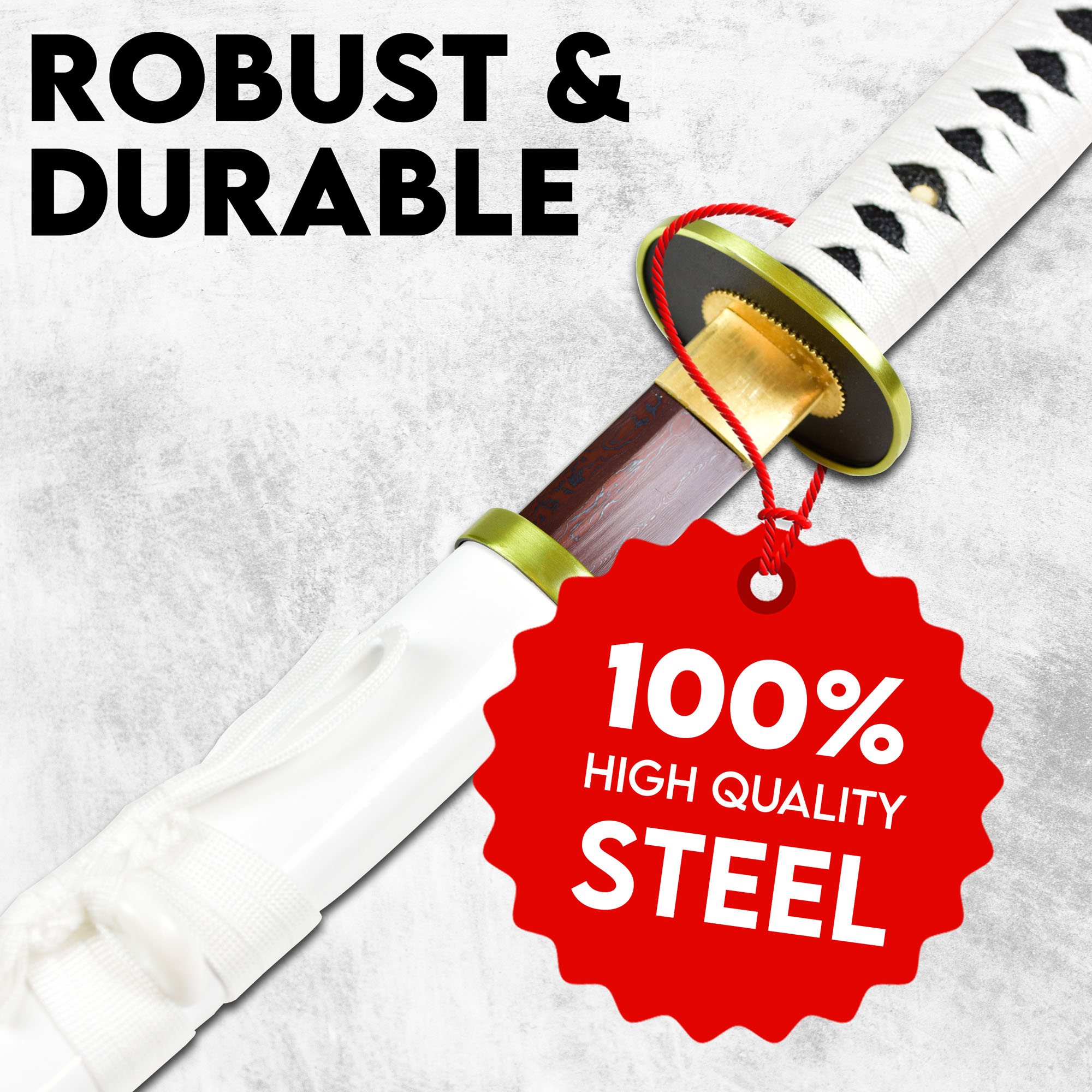 Wado-Ichi-Monji by Roronoa Zoro katana - handforged & folded, Set - Blood Damascus Edition