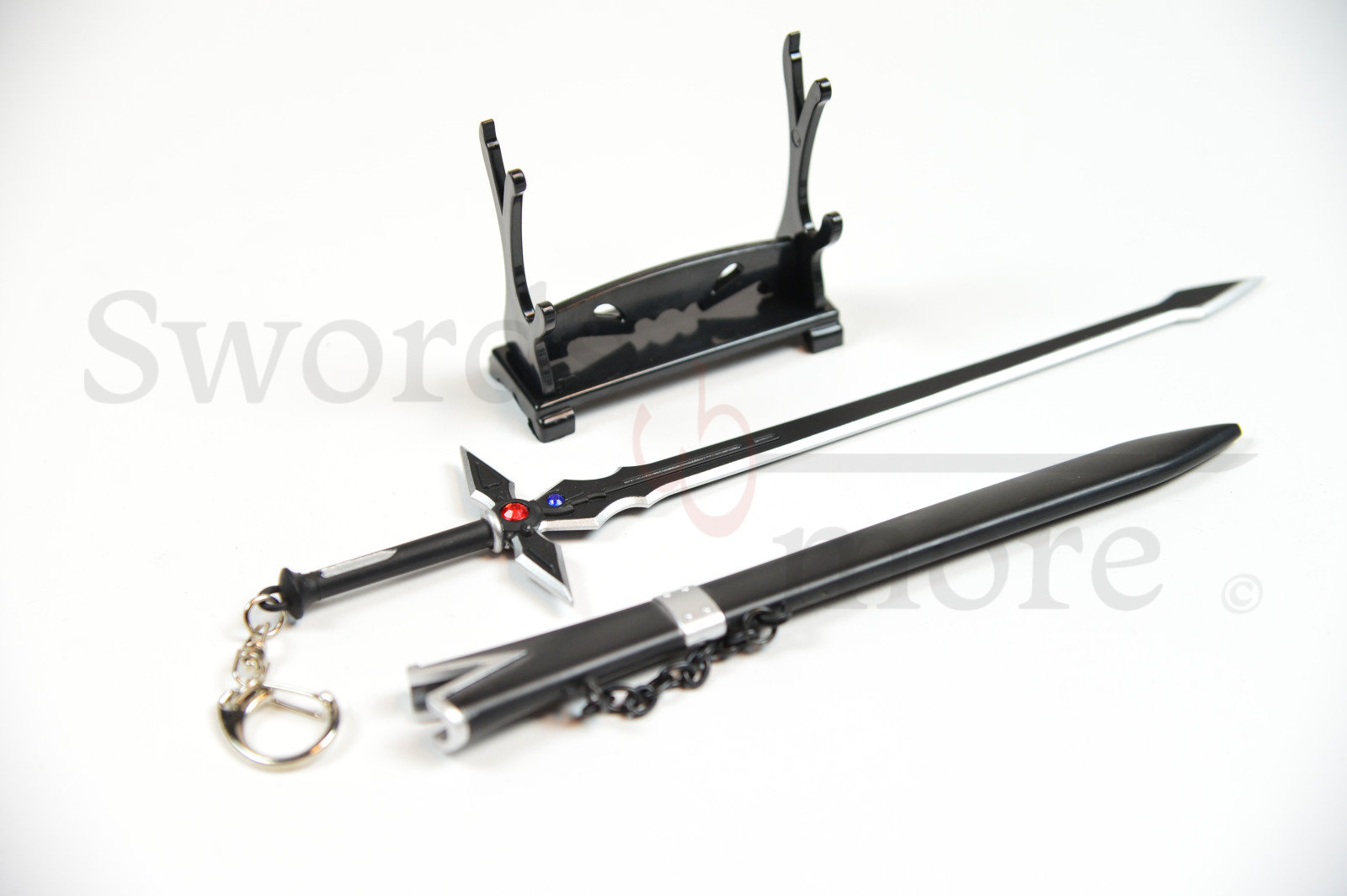 Sword Art Online – Schwarzer Dark Repulser Brieföffner mit Scheide und Ständer