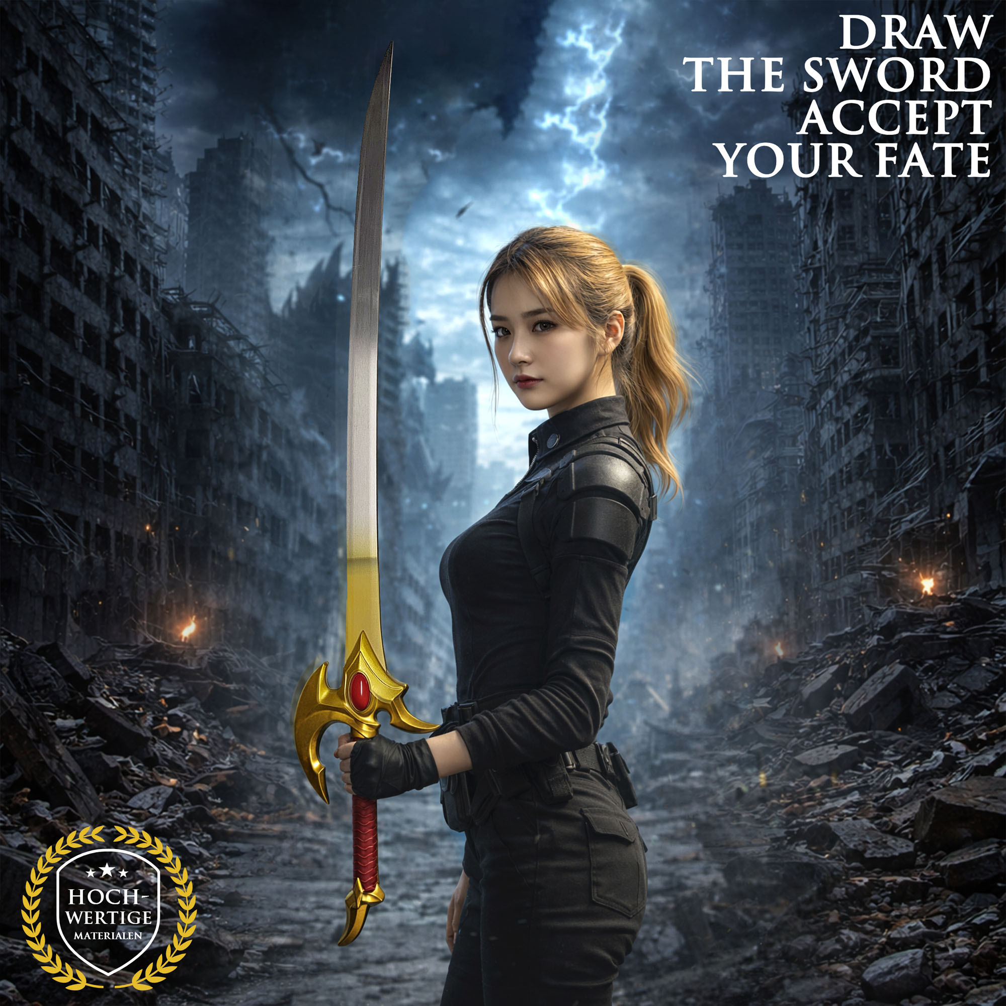 Solo Leveling – Cha Hae-In Sword with Scabbard – Gold Edition