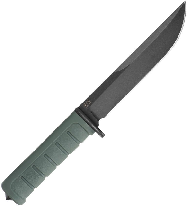 Dust I, D2 Black Clip Point Blade, Green GFN Handle