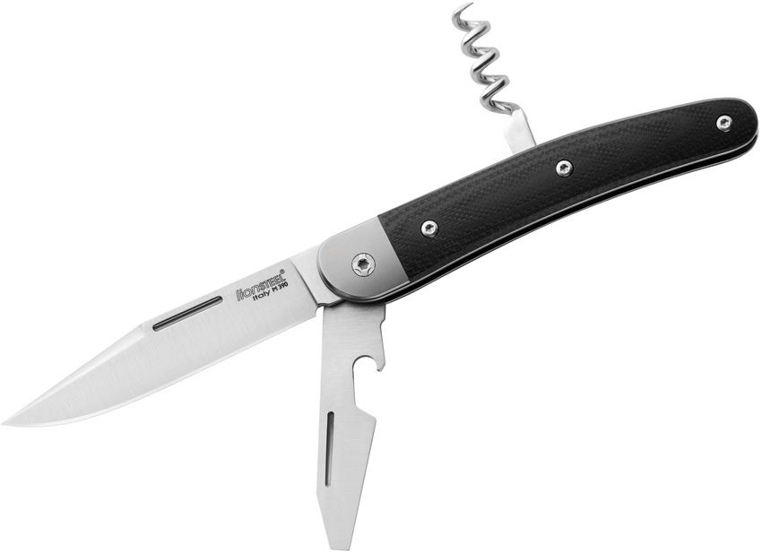 JK3, M390 Clip Point Blade, Bottler Opener and Corkscrew, Black G10 Handle