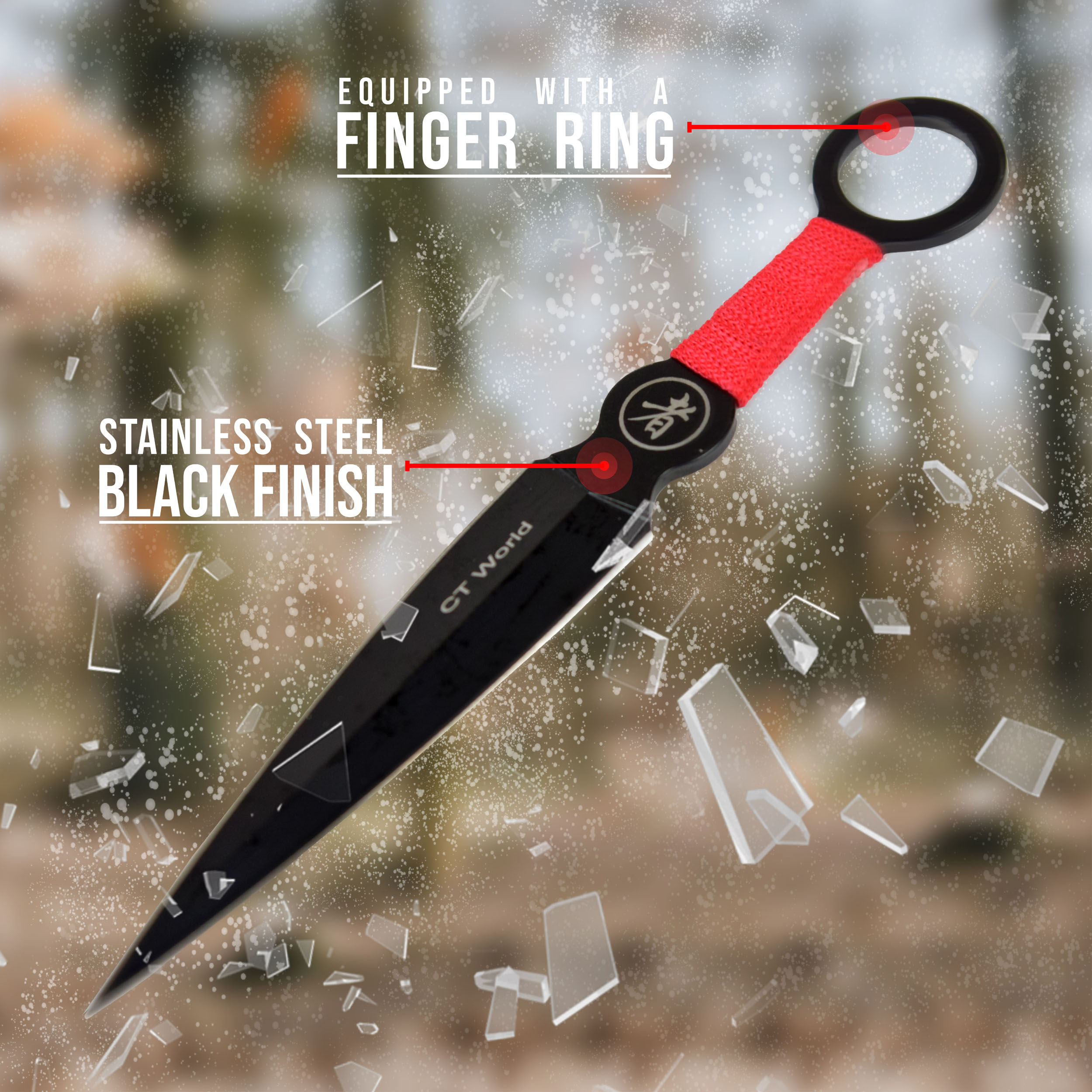 Throwing knife set of 9 with sheath, stainless steel kunai 