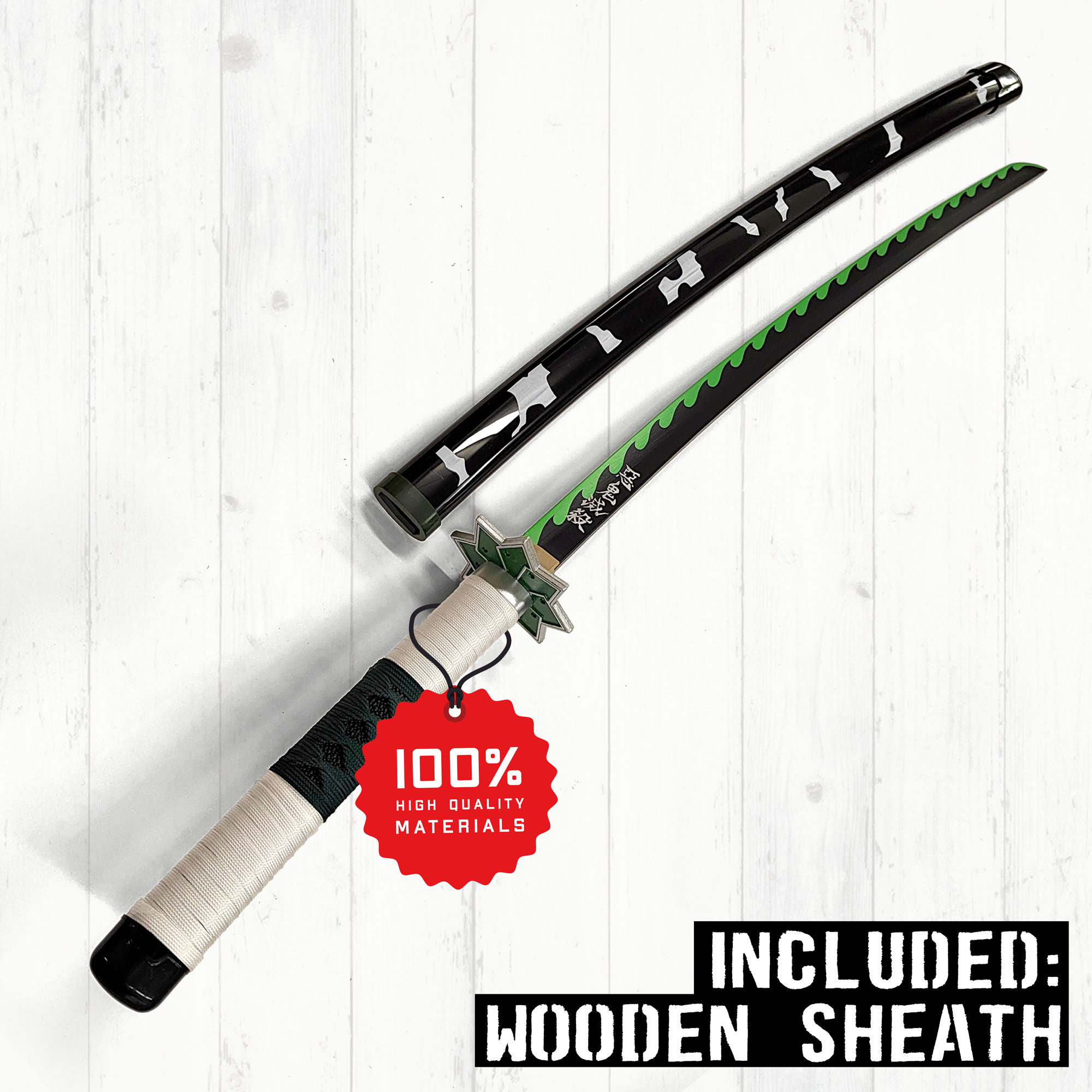 Demon Slayer - Sanemi Shinazugawa wooden sword with scabbard