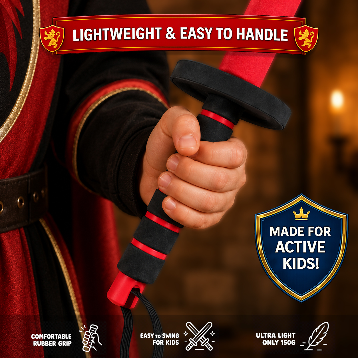 Kids Foam Fencing Swords (2-Pack, Red/Blue) – Safe Active Play & Energy Release Toy