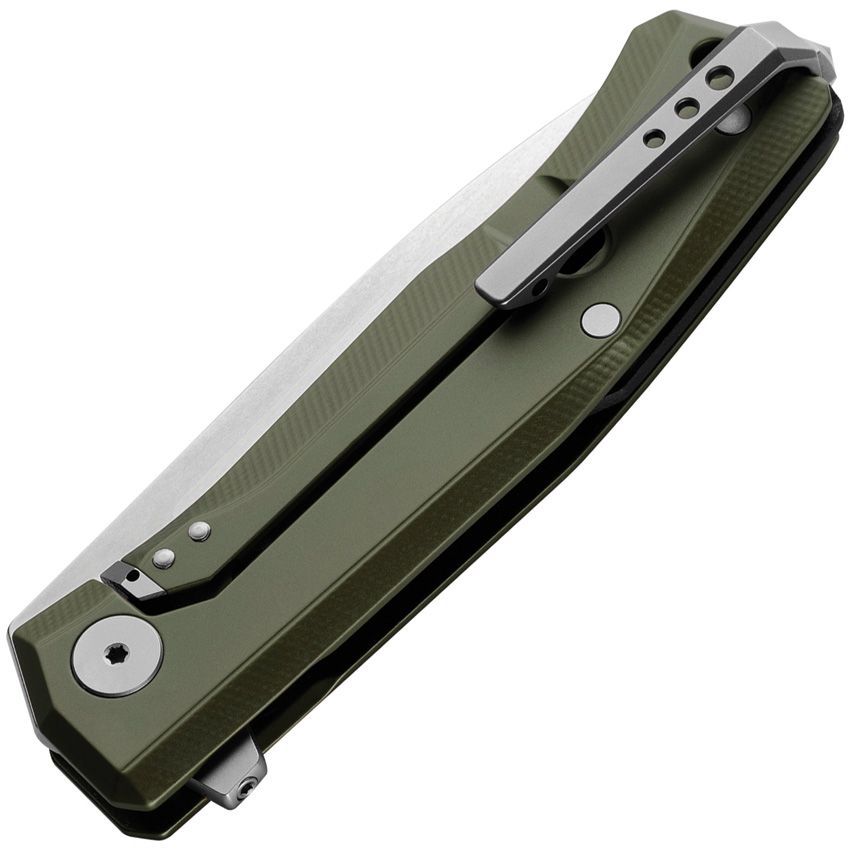 Myto, M390 Satin Blade, Green Aluminum Handle