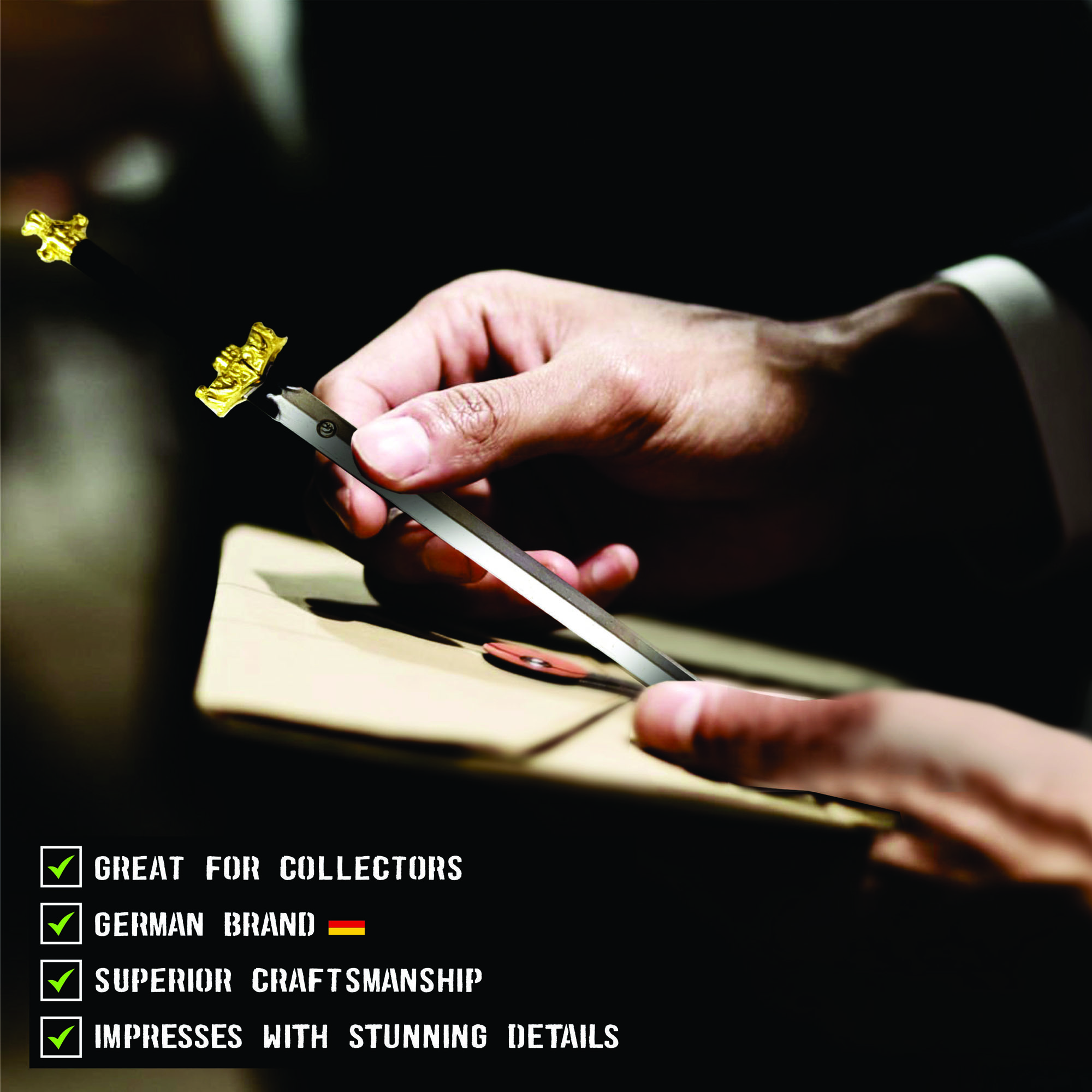 Schwert von Goujian – Jian Schwert, Brieföffner mit Scheide und Ständer