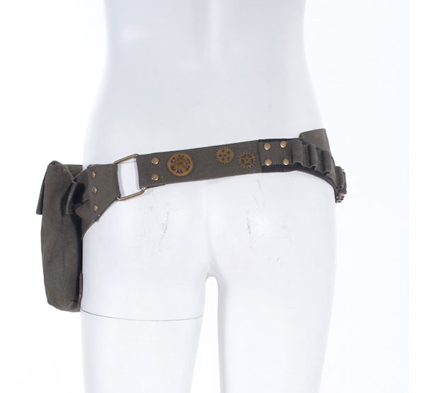 Steampunk Bag with Belt, green
