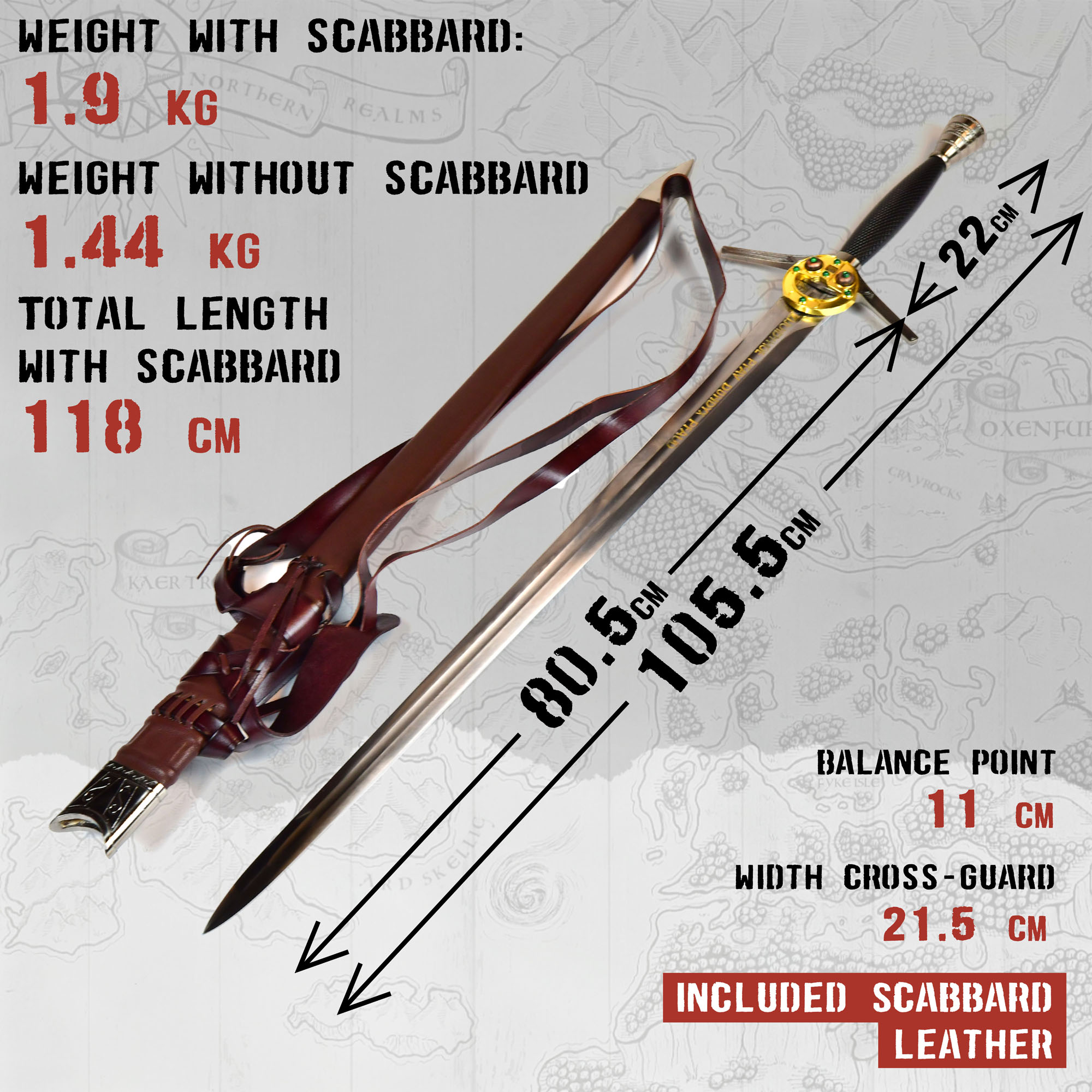 Witcher - Stahl Schwert mit Gürtel und Scheide - handgeschmiedet, Netflix Version - ltd Edition 500