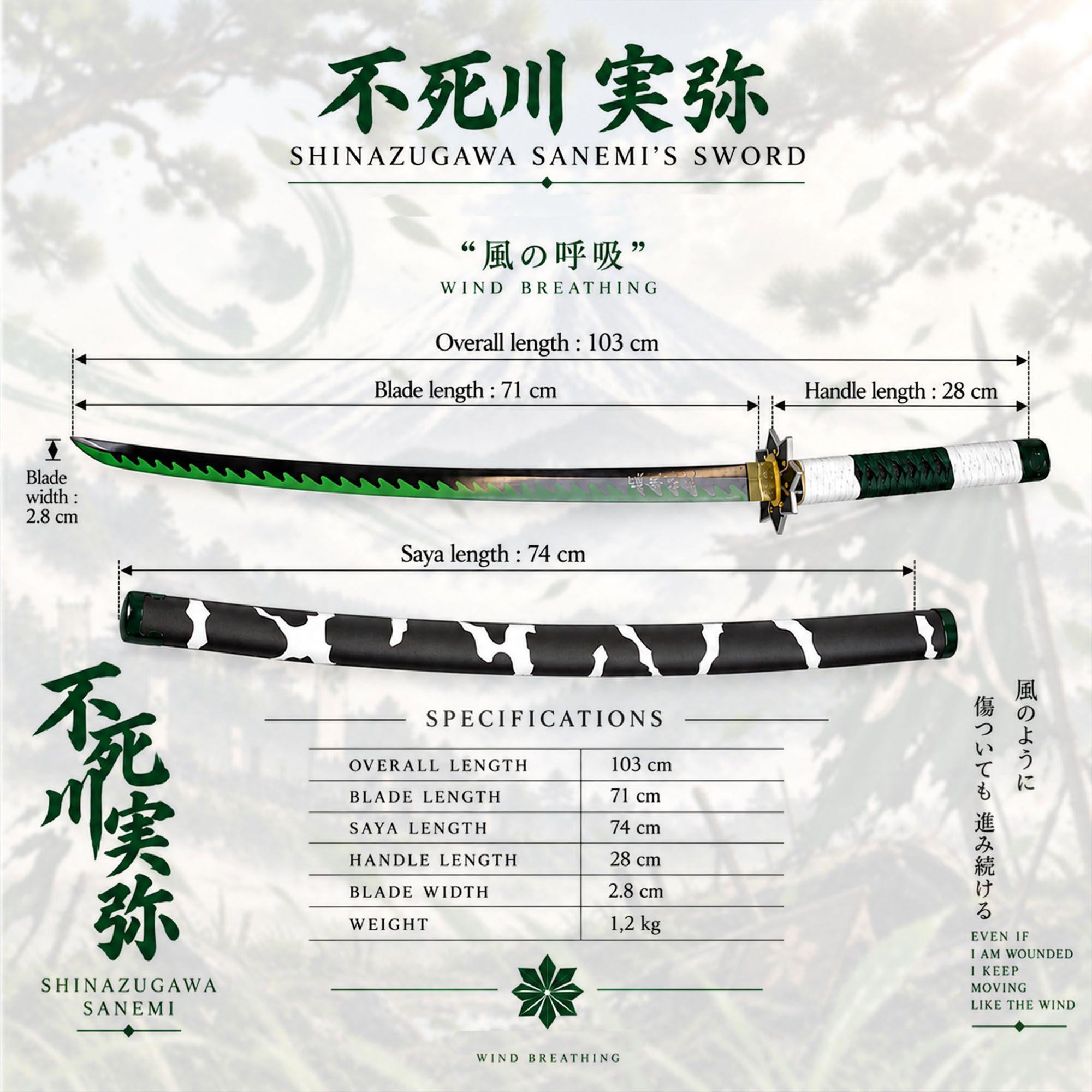 Demon Slayer: Kimetsu no Yaiba - Shinazugawa Sanemi sword - handforged
