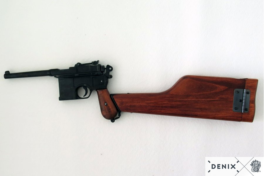 Mauser pistol C96 with rifle stock made of wood, Germany 1896