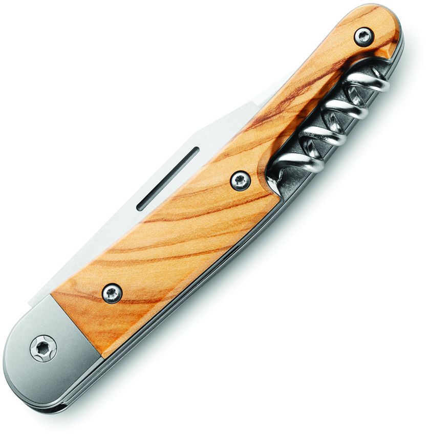 JK3, M390 Clip Point-Klinge, Flaschenöffner und Korkenzieher, Griff aus Olivenholz