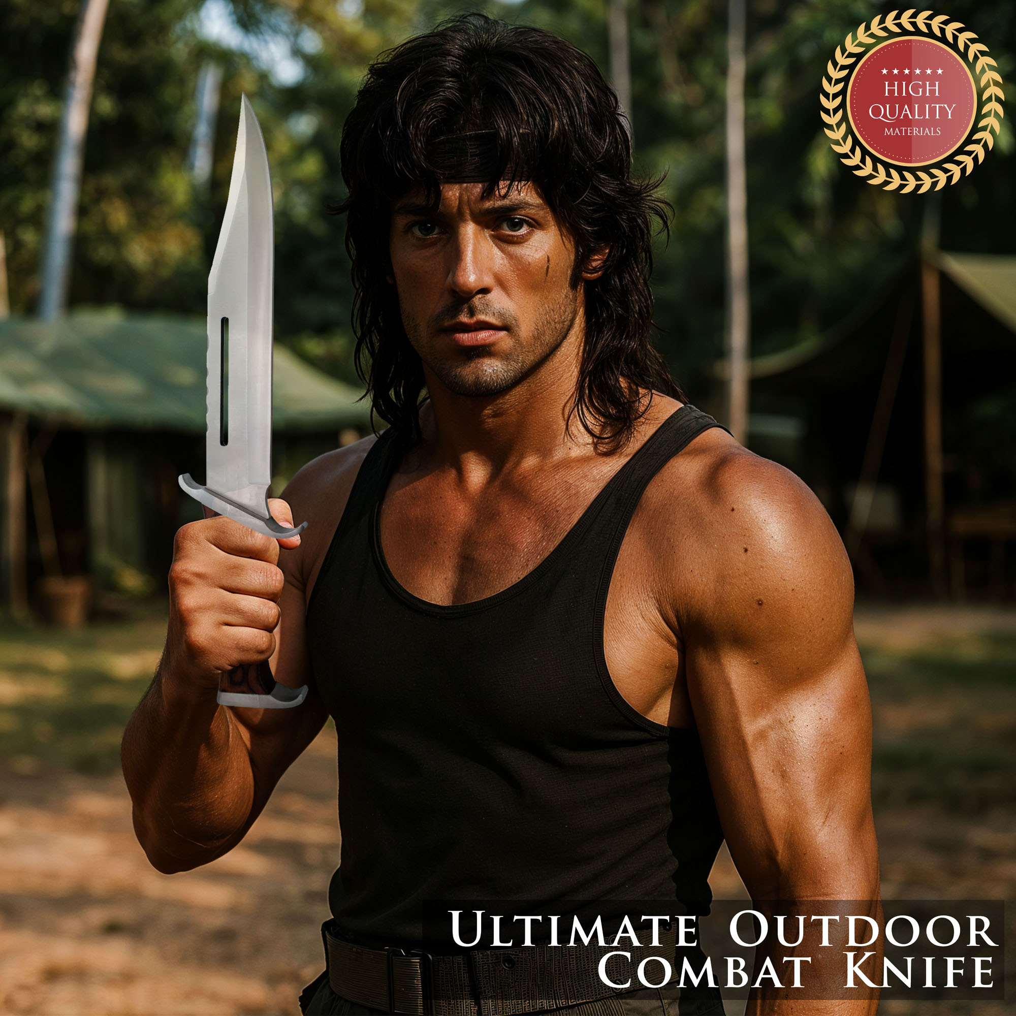 Rambo Knife Set – First Blood Part II & Rambo III | Legendary Movie Replica Bundle with Leather Sheaths
