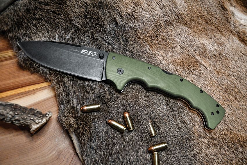5-Max, S35VN Schwarze Stonewash Klinge, Dunkelgrüner Griff
