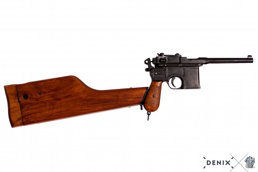 Mauser pistol C96 with rifle stock made of wood, Germany 1896