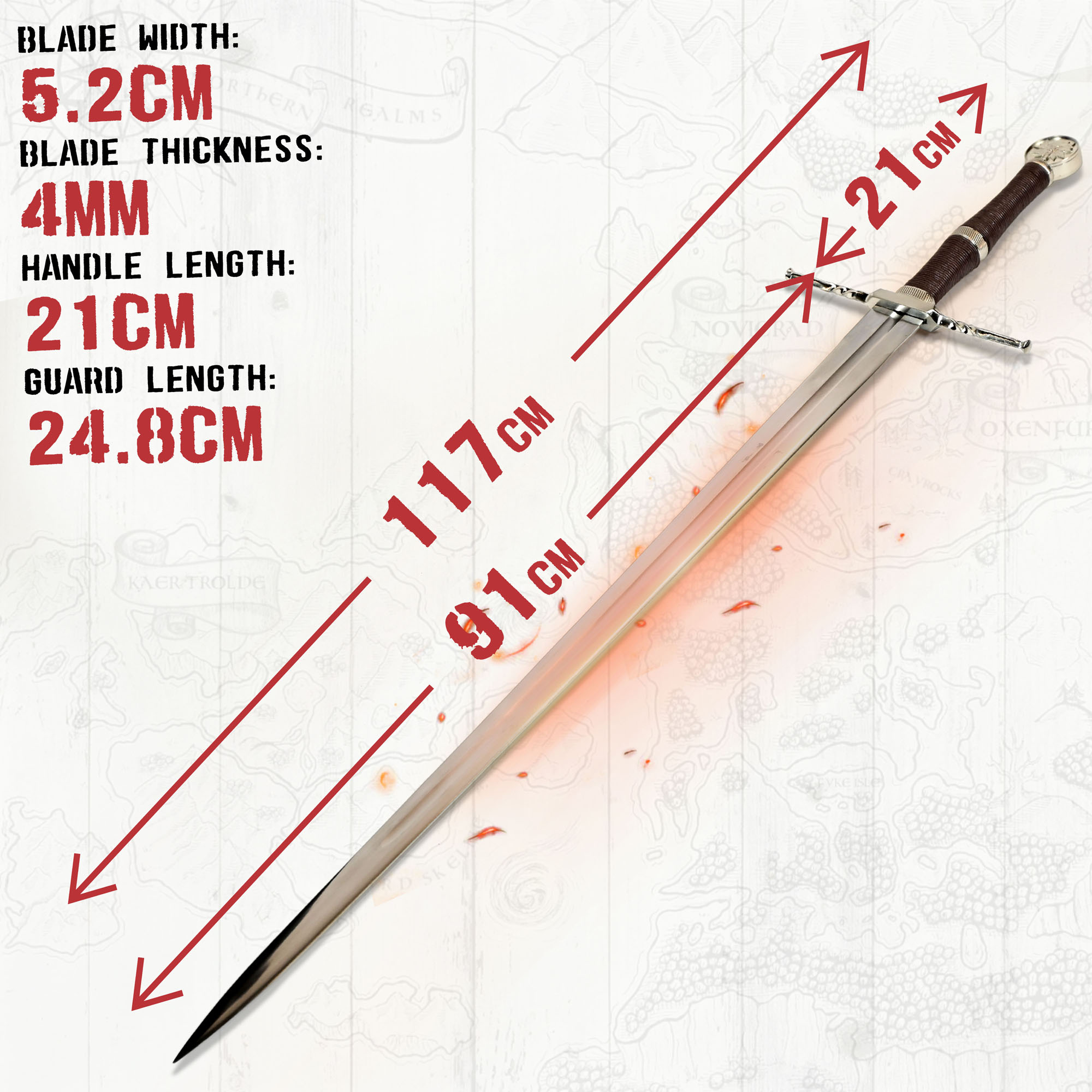 Witcher - Stahl Schwert mit Scheide + Wanddisplay