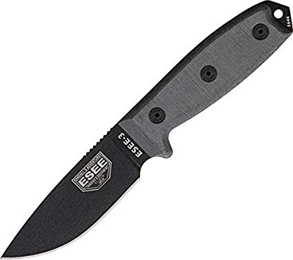 Esee Modell 3, glatte Schneide mit Scheide, schwarz