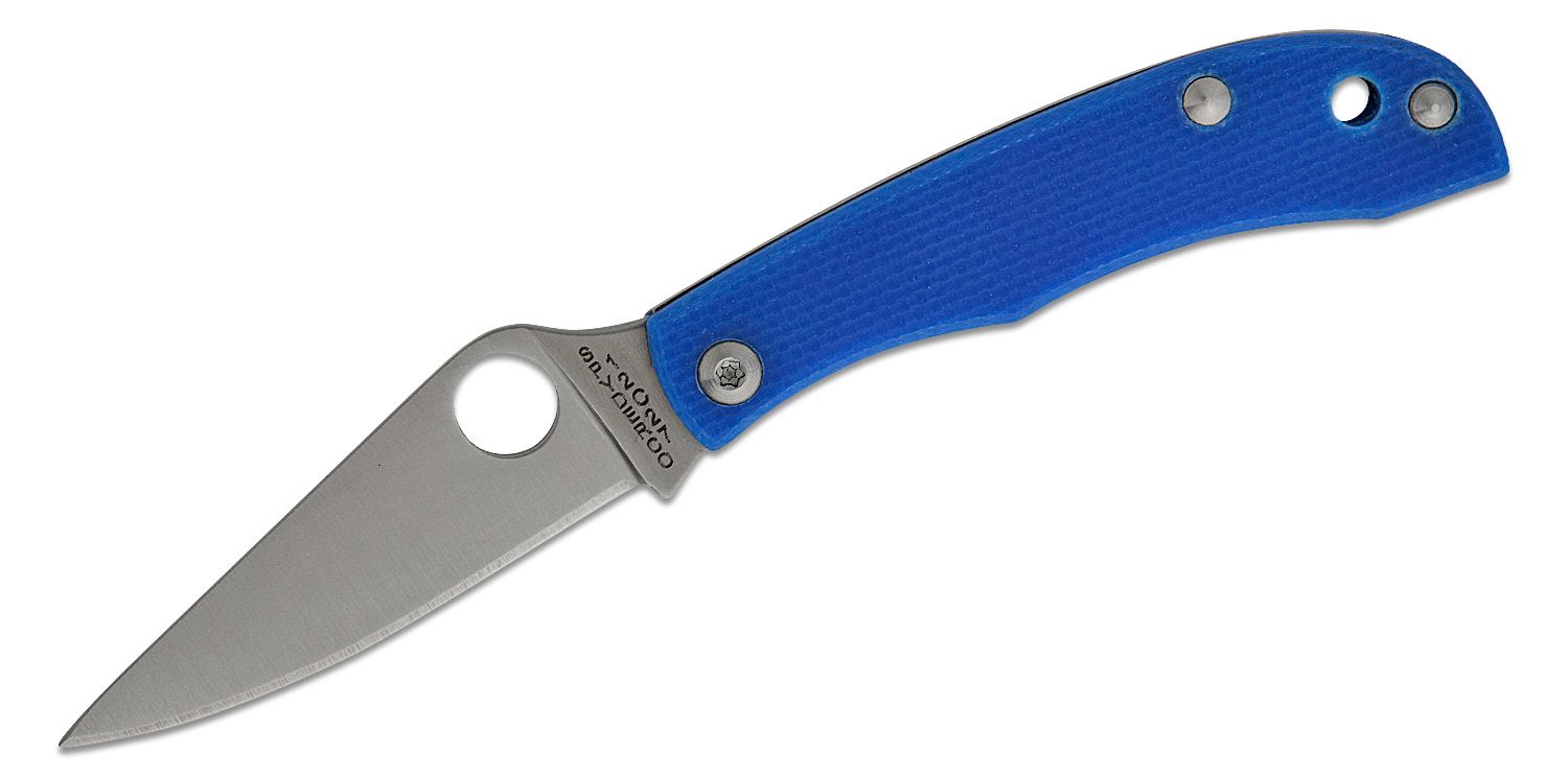 HoneyBee Micro-Size, 12C27 Satin Plain-Klinge, blauer G10-Griff