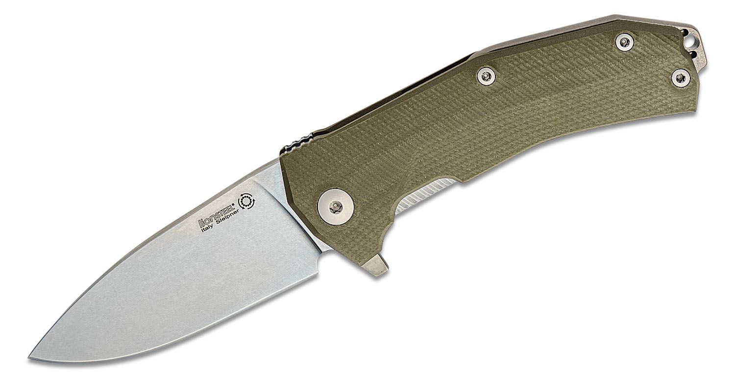 KUR, Sleipner Stonewashed Blade, OD Green G10 Handle