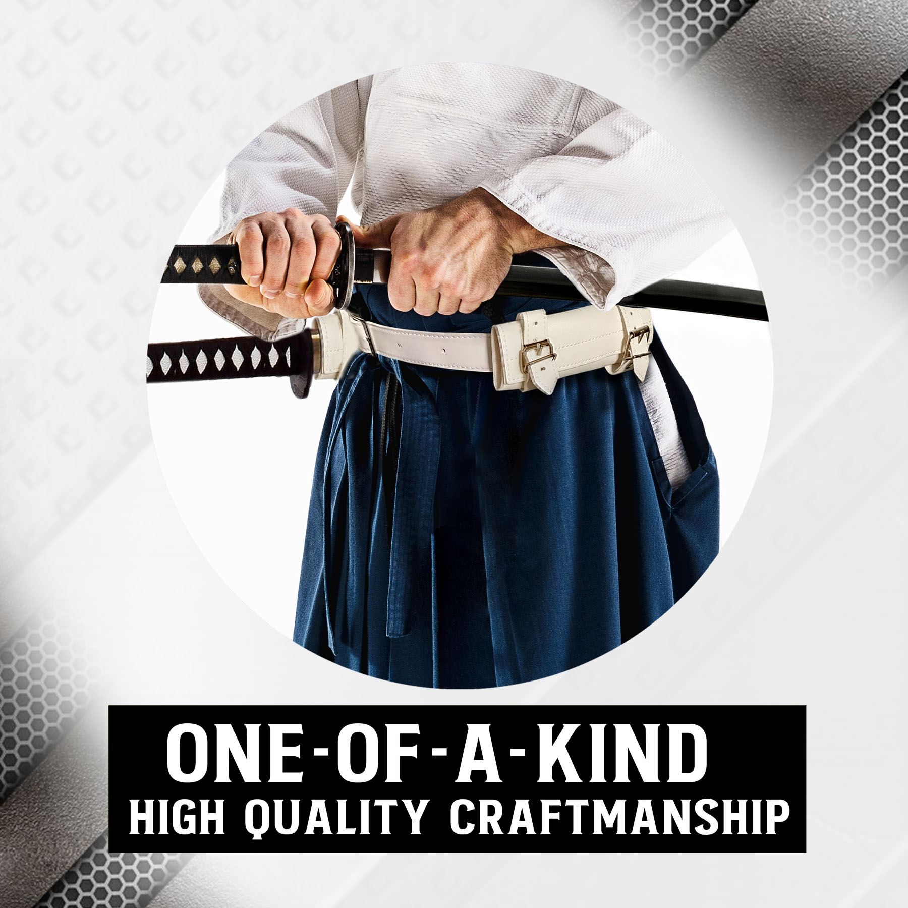 Belt sword holder for 2 swords left and right, white