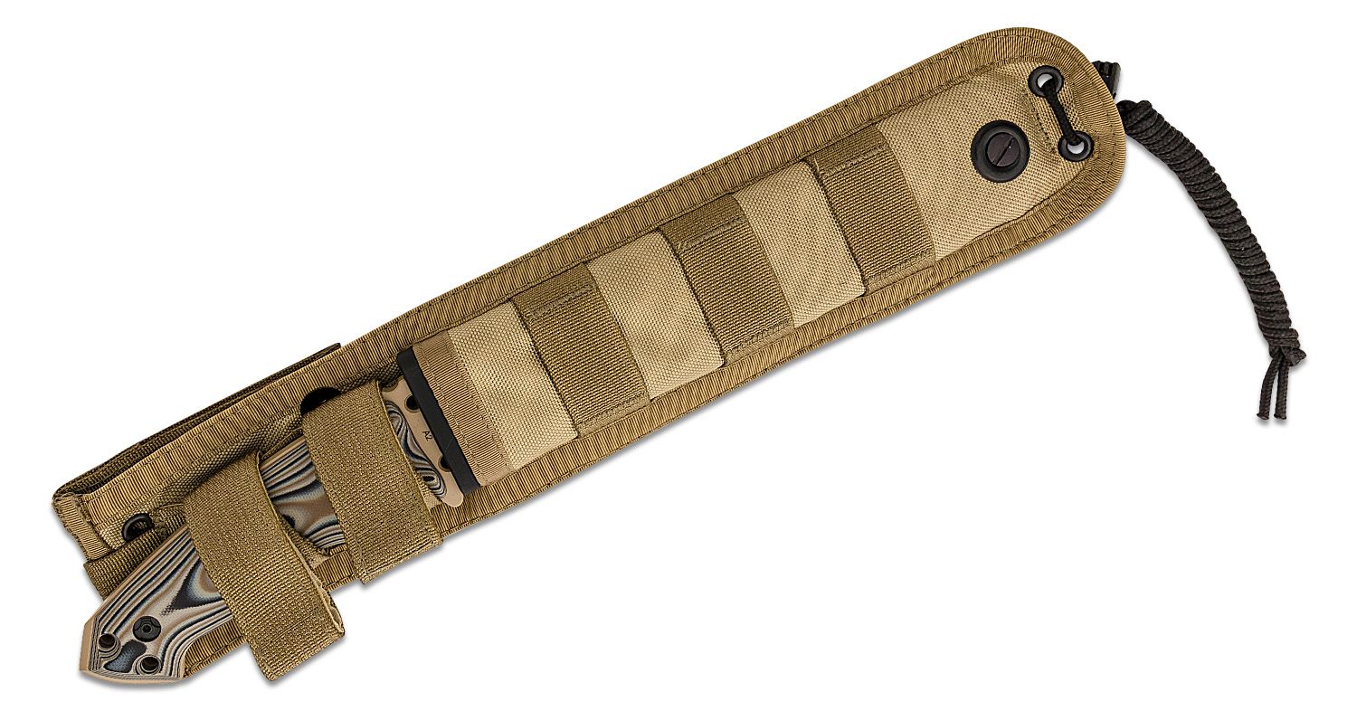 EX-F01, A2 Carbon Steel Blade, Flat Dark Earth G-Mascus G10 Handles, Tan MOLLE Sheath