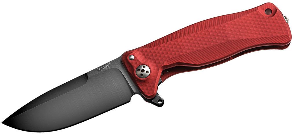 SR-11, Chemical Black Sleipner Drop Point-Klinge, roter Aluminiumgriff