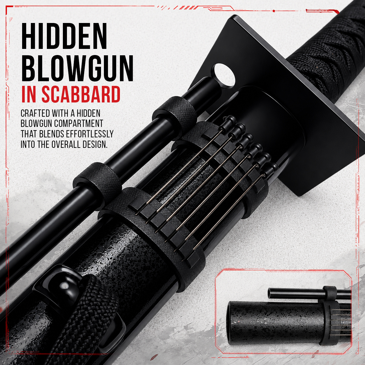 Black Ninjato - Handforged with blowgun