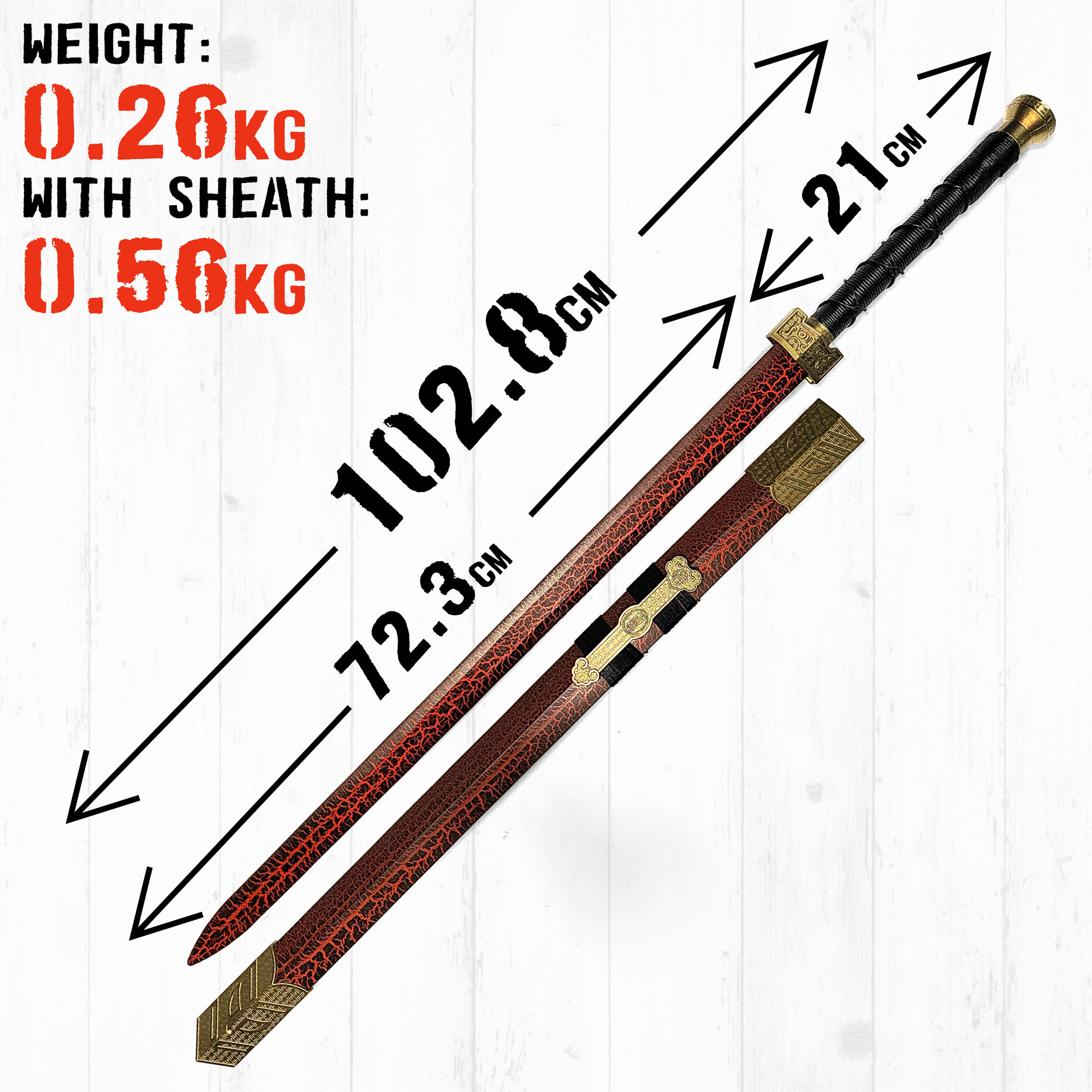 Chinesisches Jian Schwert mit Scheide aus Holz