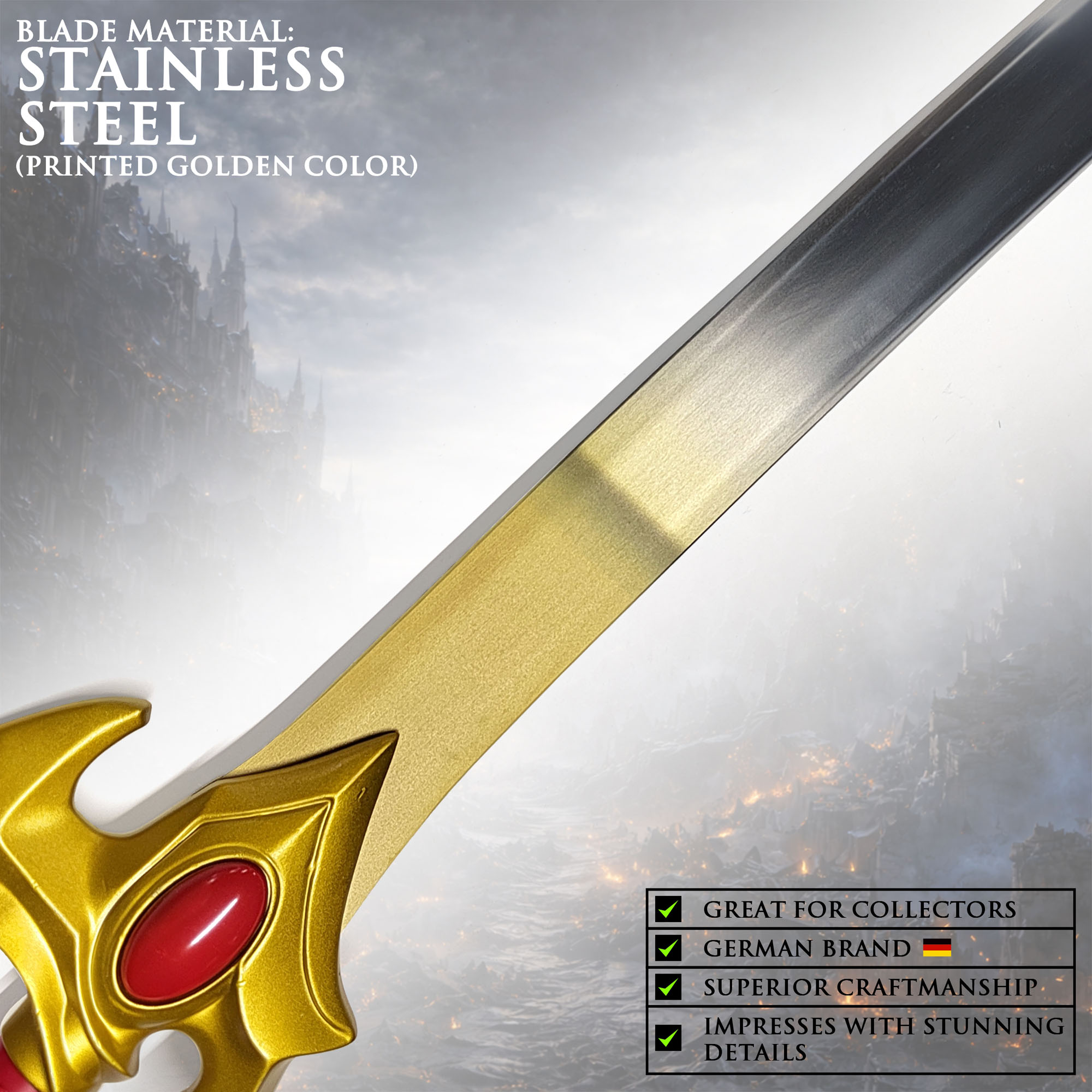 Solo Leveling – Cha Hae-In Sword with Scabbard – Gold Edition