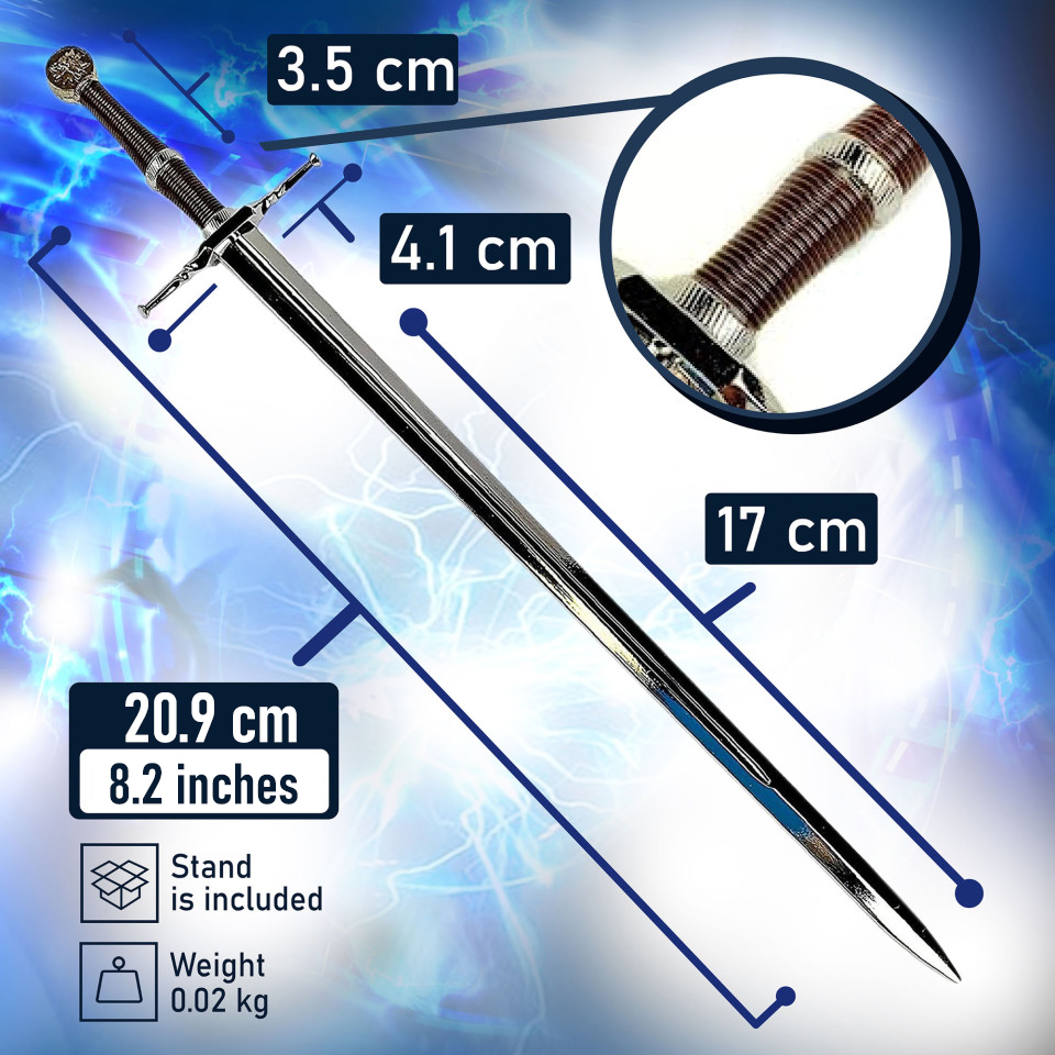 The Witcher - Geralt of Rivia Steel Sword, Letter Opener Sword  with Stand 21.6cm, Miniature Sword Game