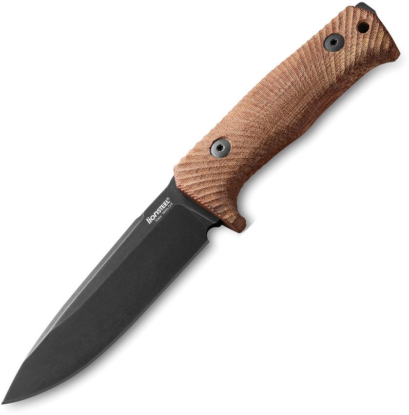 T5, Black Niolox Blade, Single Piece Green Canvas Micarta Handle, Leather Sheath