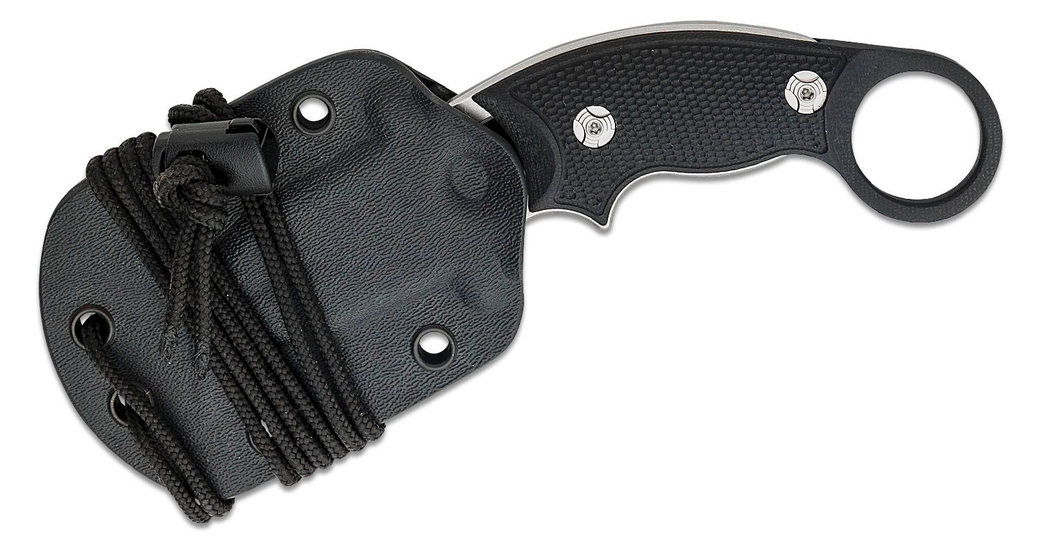 EX-F03 Hawkbill Karambit, 154 cm Stonewashed, massiv schwarze G10-Griffe, Kydexscheide