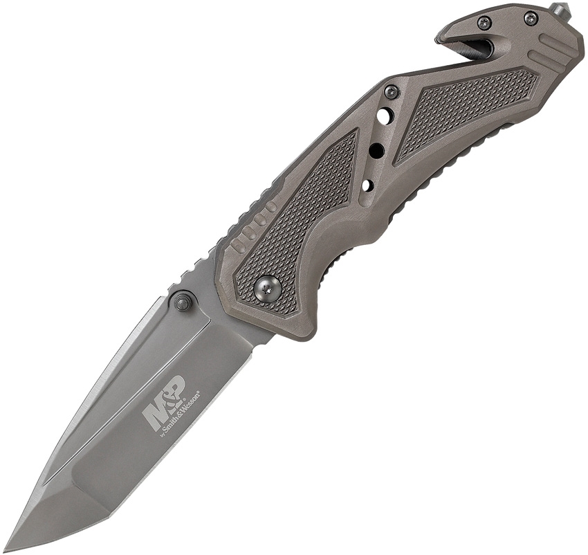 M&P Linerlock Knife, Gray, Tanto