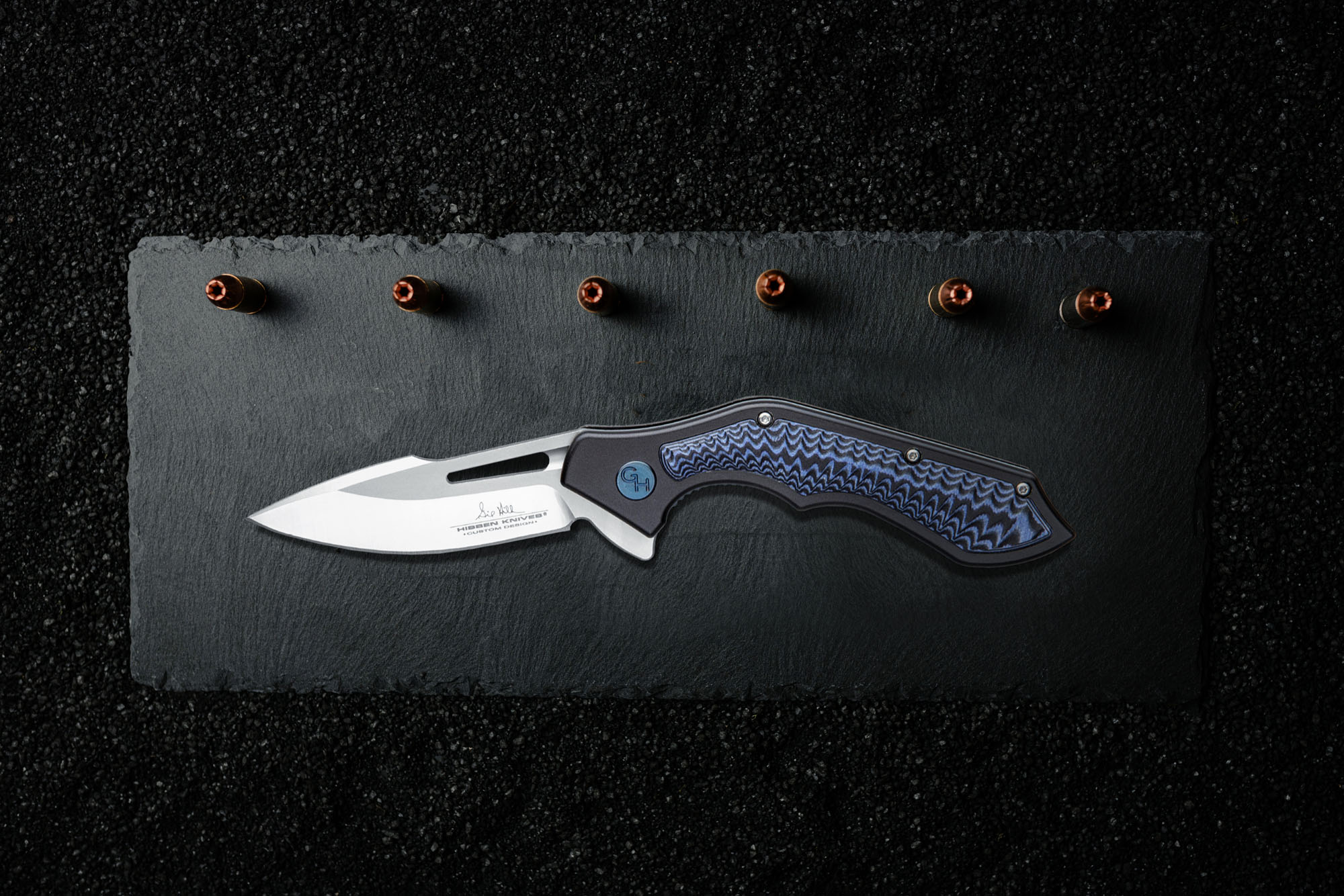 Hibben Hurricane Pocket Knife - Blue/Black G10