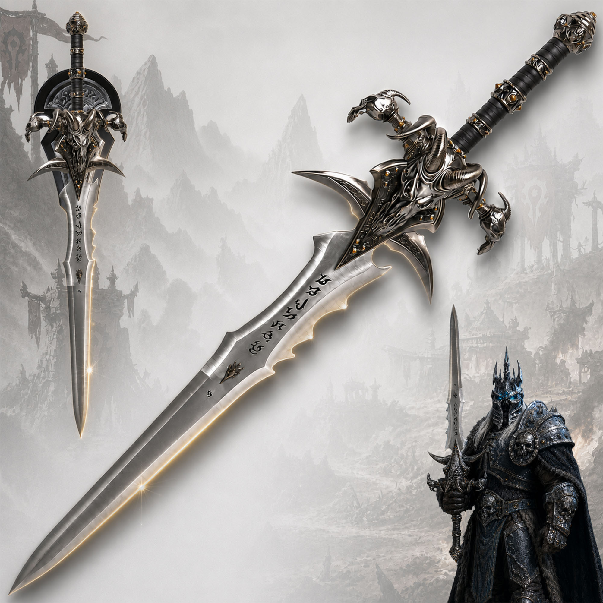 Warcraft - Frostmourne Schwert - Replik mit Wanddisplay