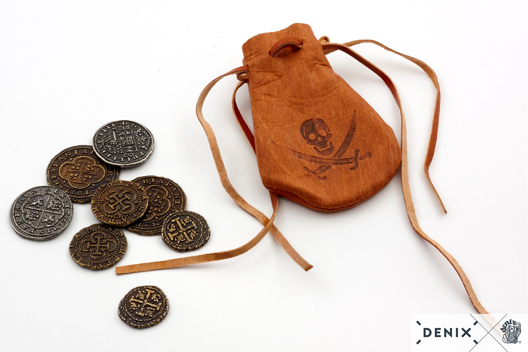 Ledertasche inklusive Münzen