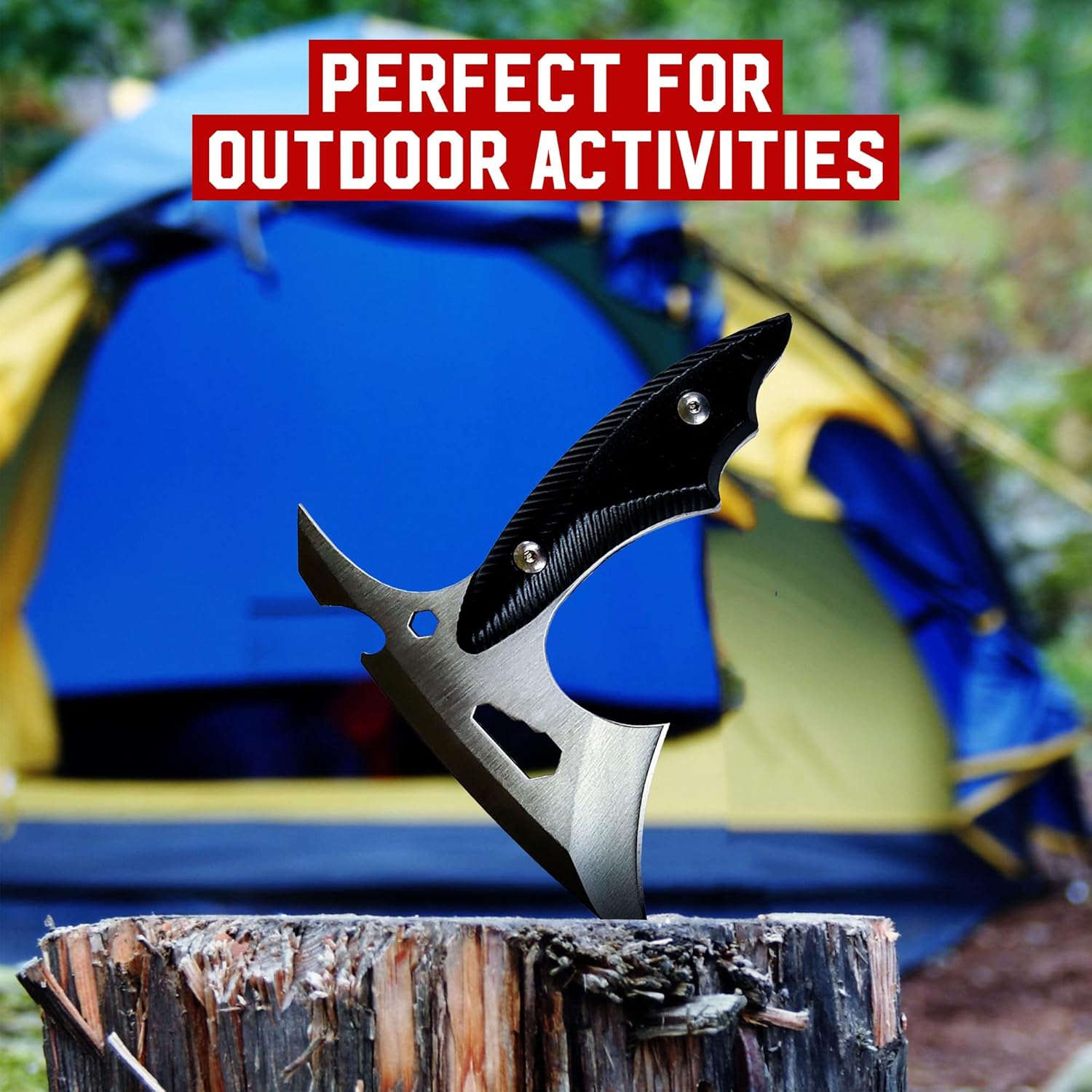 Zwei Mini Camping Äxte Bundle (Silberne + Schwarze Klinge)