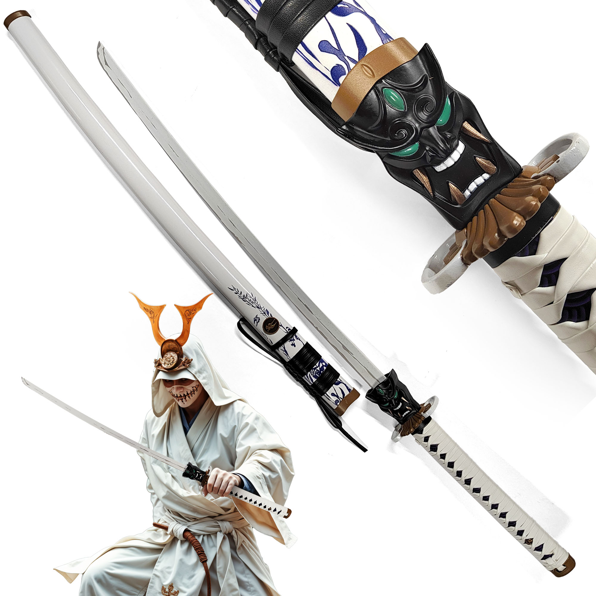 Valorant - Onimaru Kunitsuna Katana mit Scheide, weiß