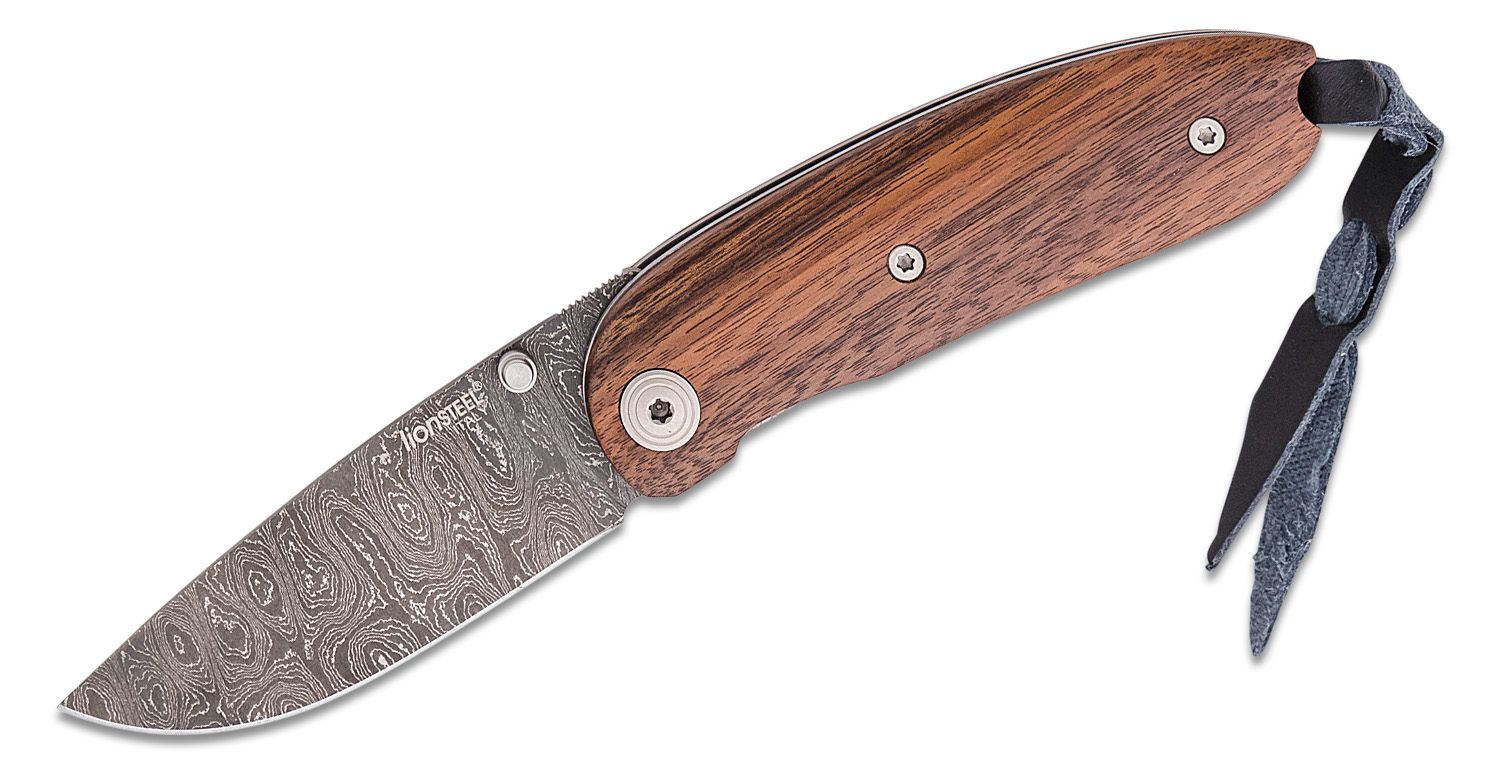 Mini-Klappmesser, rostfreie Damastklinge, Griff aus Santos-Holz