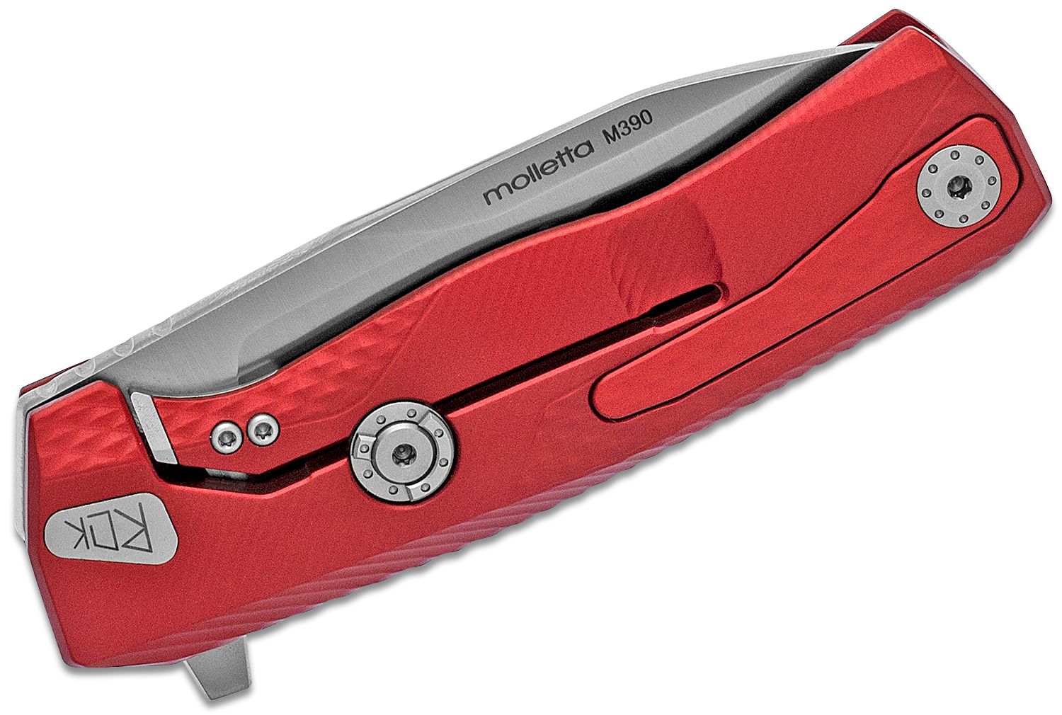 ROK A RS, M390 Satin-Klinge, roter Aluminiumgriff