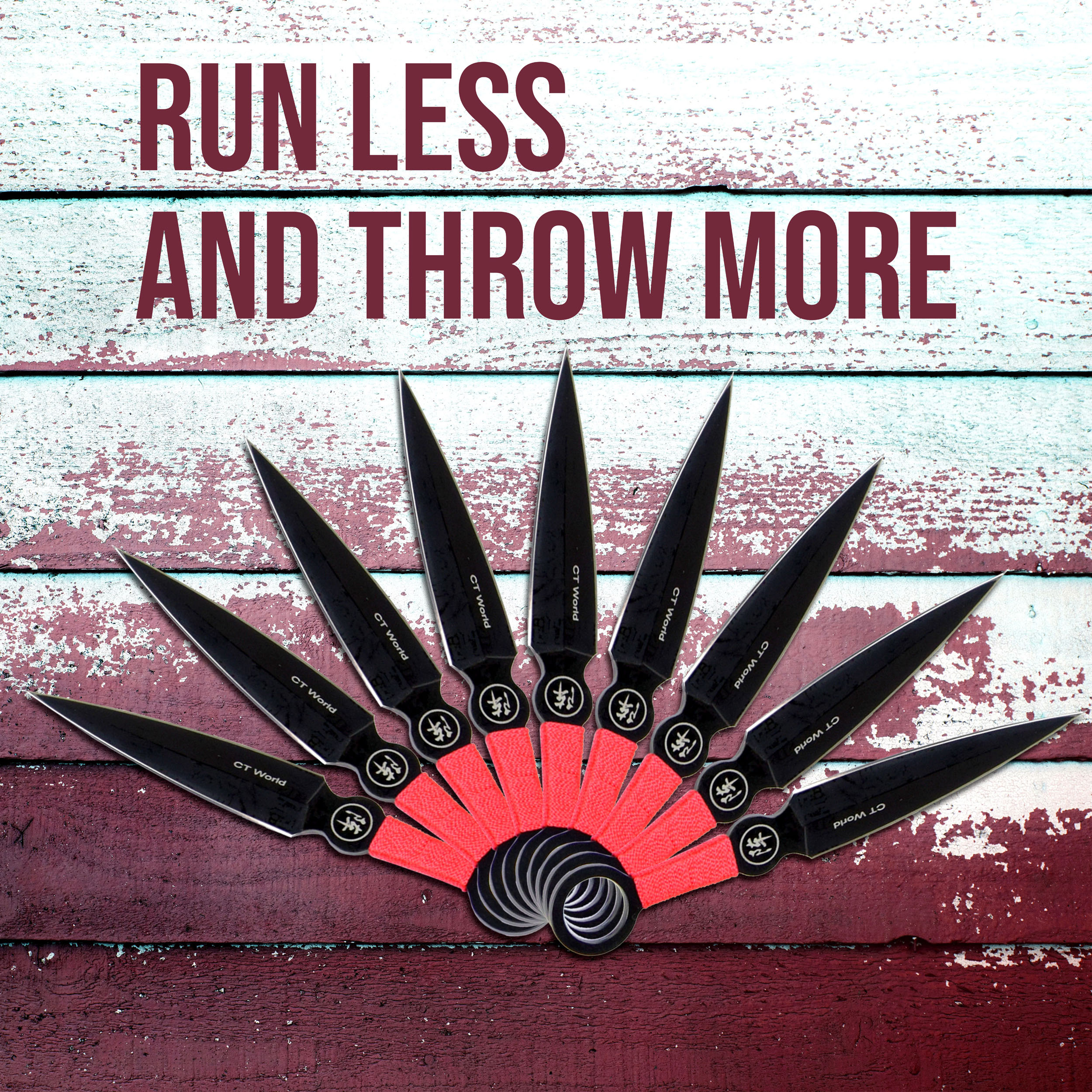 Throwing knife set of 9 with sheath, stainless steel kunai 