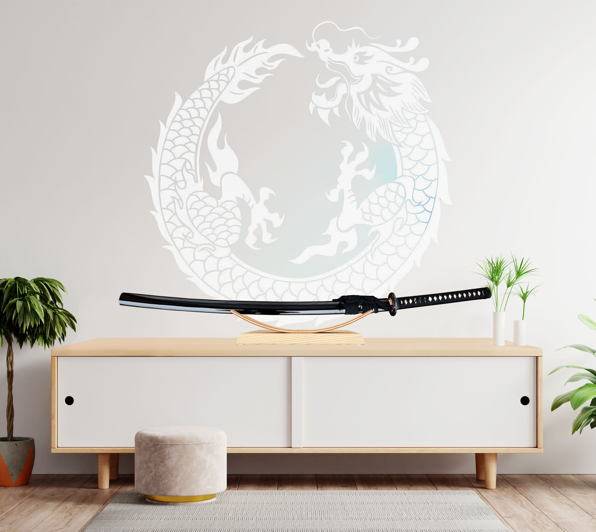Design Sword stand for one sword – natural wood