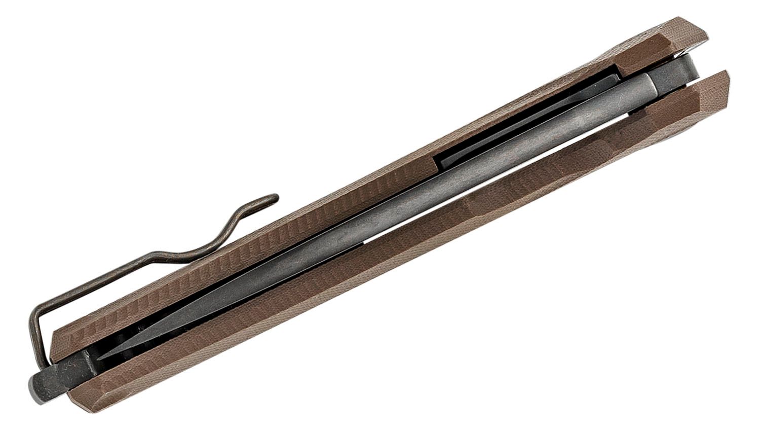 KUR, Sleipner Black Stonewashed Blade, Brown G10 Handles