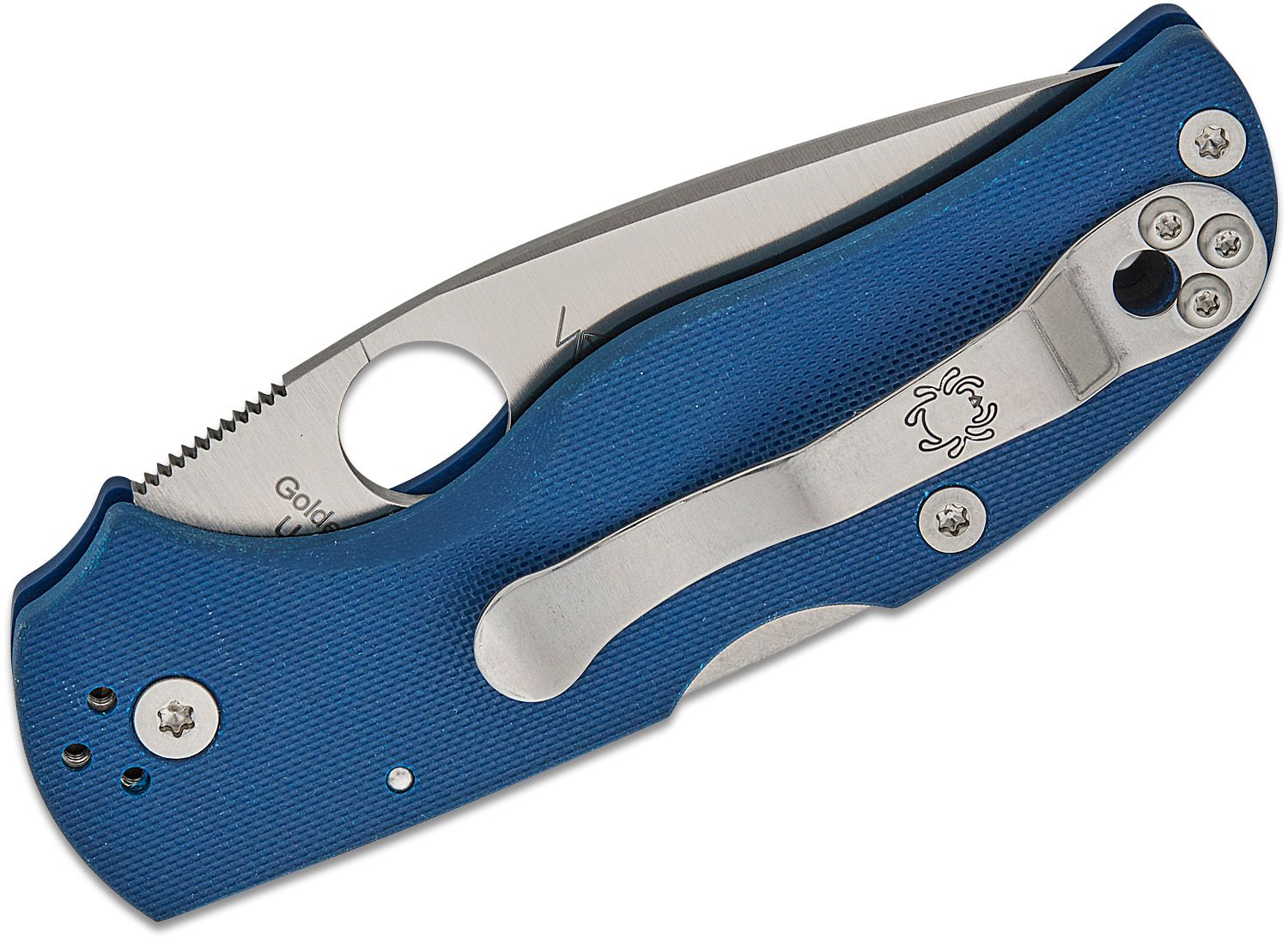 Native 5, CPM-SPY27 Satin Plain Blade, Cobalt Blue G10 Handle