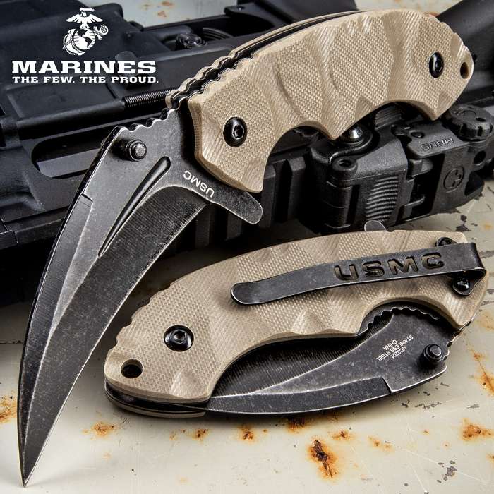 USMC Scorching Sands Hawkbill Pocket Knife