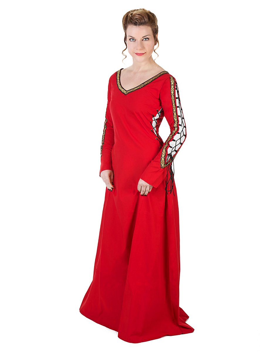 Mittelalterliches Schnürkleid rot, Größe XL