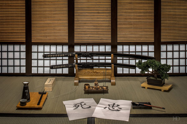 Table Stand for two Samurai swords