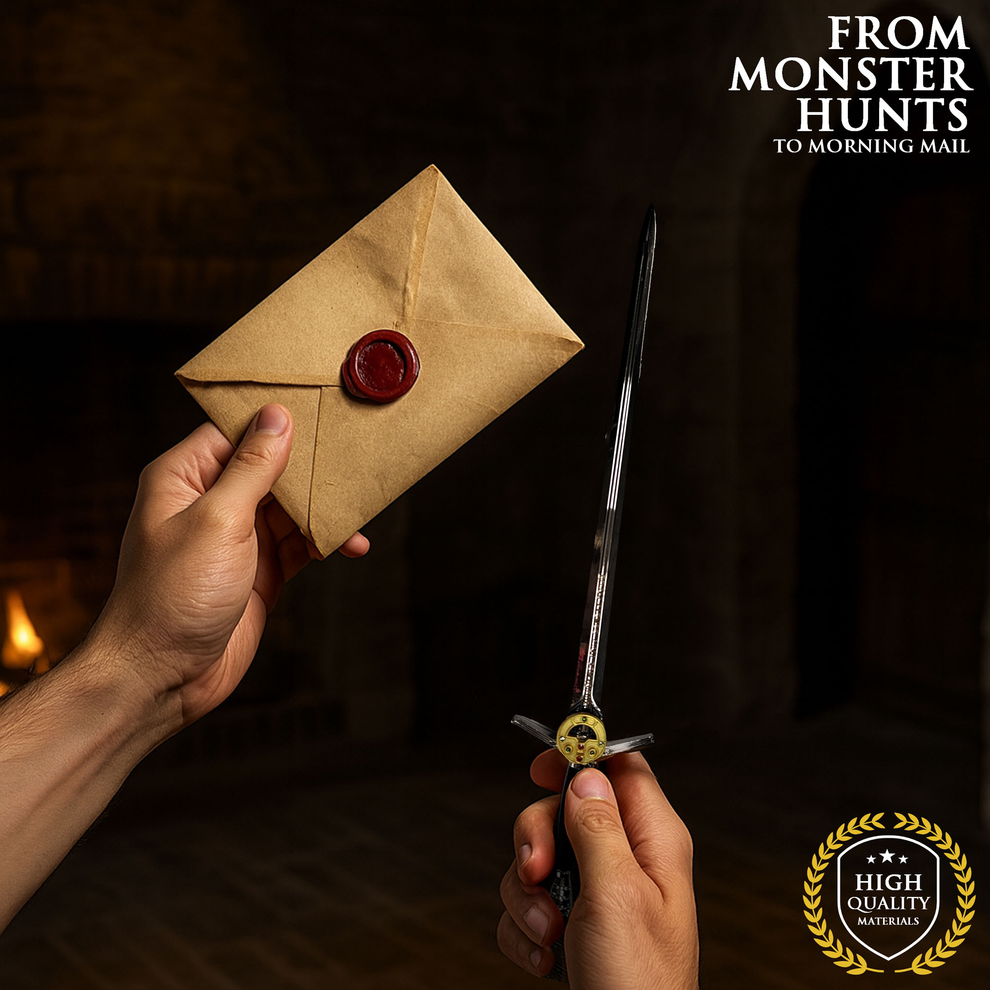 Witcher - Stahl Schwert mit Scheide, Netflix version, XL Brieföffnerversion