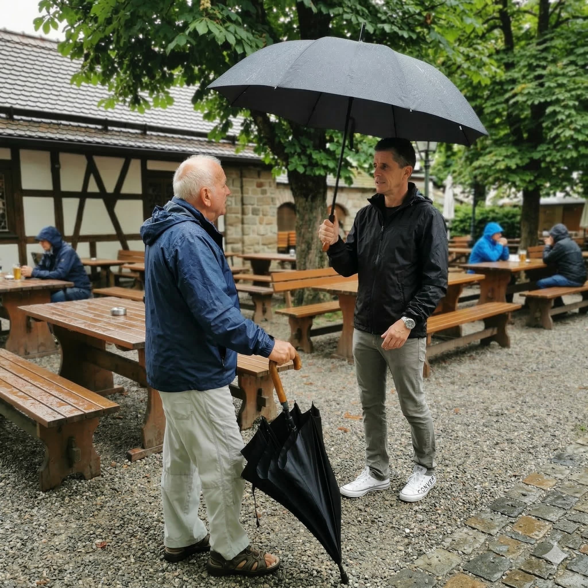 Sicherheitsschirm "XXL extra lang" Knaufgriff, Buche schwarz gebeizt